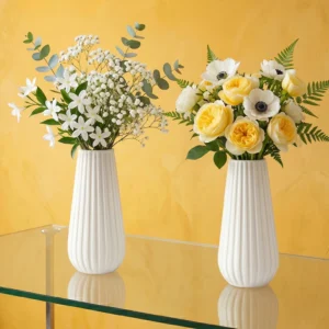 Nomcha Artificial Vase 7.7inch 2PC Plastic Vase (7.7 inch, White)