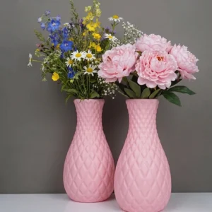 HARIYALI HOME Plastic Pink Textured Vase Set 2Pcs | Elegant Flowe...more